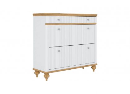 Тумба под обувь Рандеву-21 (белый лак + антик 24)