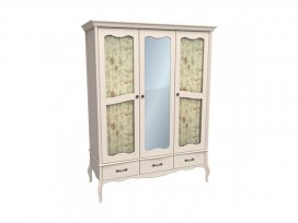 Шкаф 3-х дверный Лебо стеклянные двери и зеркало