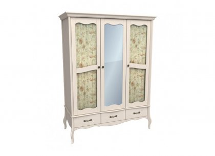 Шкаф 3-х дверный Лебо стеклянные двери и зеркало