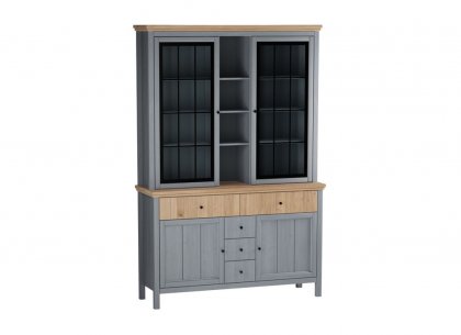 Буфет Сканди стеклянные и глухие двери (серый 7046/антик)