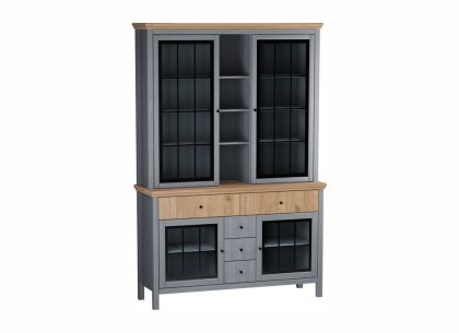 Буфет Сканди стеклянные двери (серый 7046/антик)