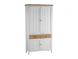 Шкаф для посуды Сканди 222 глухие двери (белый воск/антик)