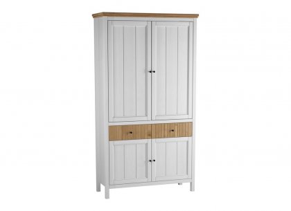 Шкаф для посуды Сканди 222 глухие двери (белый воск/антик)