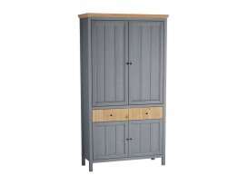 Шкаф для посуды Сканди 222 глухие двери (серый 7046/антик)