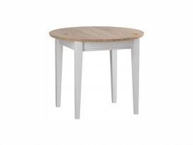 Стол обеденный раскладной Сканди D90/125 (белый воск/антик)