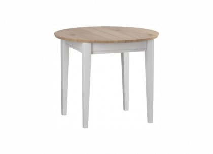 Стол обеденный раскладной Сканди D90/125 (белый воск/антик)