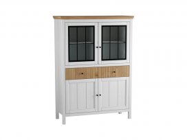 Тумба Сканди 222СТЧ стеклянные и глухие двери (белый воск/антик)