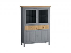 Тумба Сканди 222СТЧ стеклянные и глухие двери (серый 7046/антик)