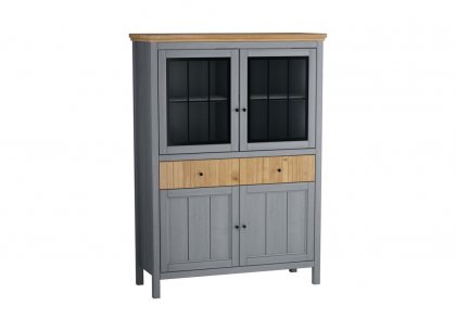 Тумба Сканди 222СТЧ стеклянные и глухие двери (серый 7046/антик)