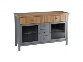 Тумба Сканди 232СТЧ стеклянные двери (серый 7046/антик)