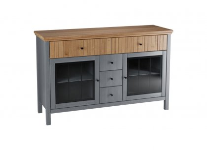 Тумба Сканди 232СТЧ стеклянные двери (серый 7046/антик)