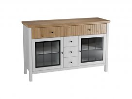 Тумба Сканди 232СТЧ стеклянные двери (белый воск/антик)