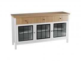 Тумба Сканди 33СТЧ стеклянные двери (белый воск/антик)