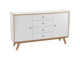 Комод Винтаж 2 двери 4 ящика (белый лак/браун) 32024