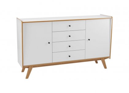 Комод Винтаж 2 двери 4 ящика (белый лак/браун) 32024