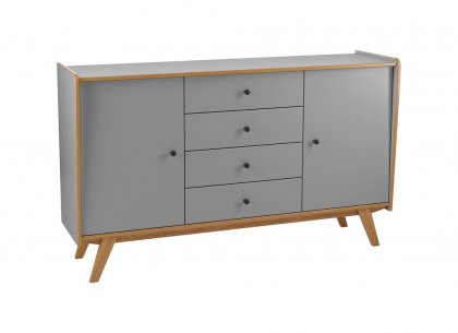 Комод Винтаж 2 двери 4 ящика (серый лак/браун) 38024