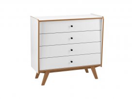 Комод Винтаж 4 ящика (белый лак/браун) 32004