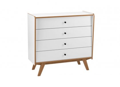 Комод Винтаж 4 ящика (белый лак/браун) 32004