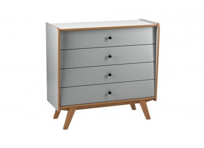 Комод Винтаж 4 ящика (серый лак/браун) 38004