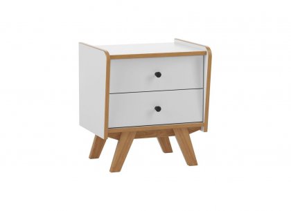 Тумба прикроватная Винтаж 2 ящика (белый лак/браун) 32002