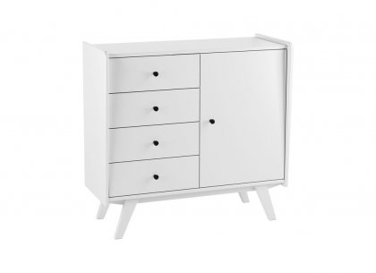 Тумба Винтаж 1 дверь 4 ящика (белый лак) 30014