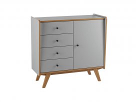 Тумба Винтаж 1 дверь 4 ящика (серый лак/браун) 38014