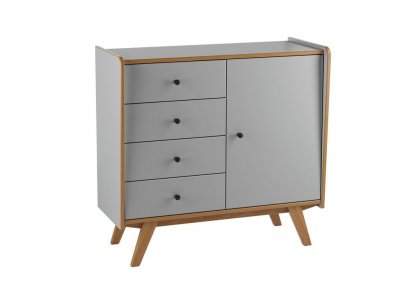 Тумба Винтаж 1 дверь 4 ящика (серый лак/браун) 38014